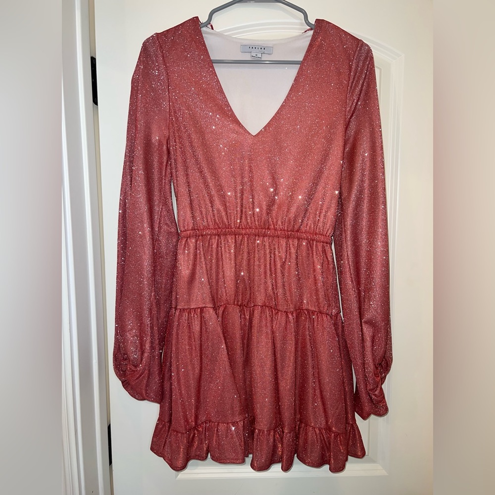 Pink sparkly long sleeve dress